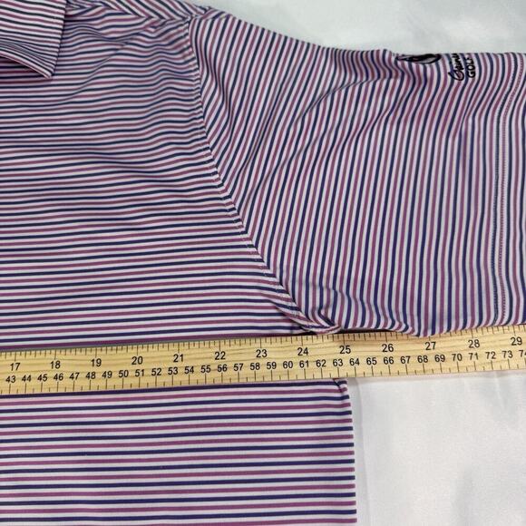 FootJoy Polo Mens XL Purple Pink Striped Short Sleeve Casual Golf Shirt Adult - Picture 4 of 6
